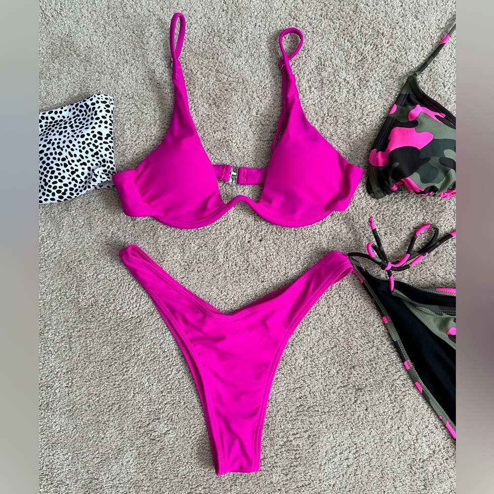 SHEIN Pink Bikini & ZAFUL Babdeau Bikini Top